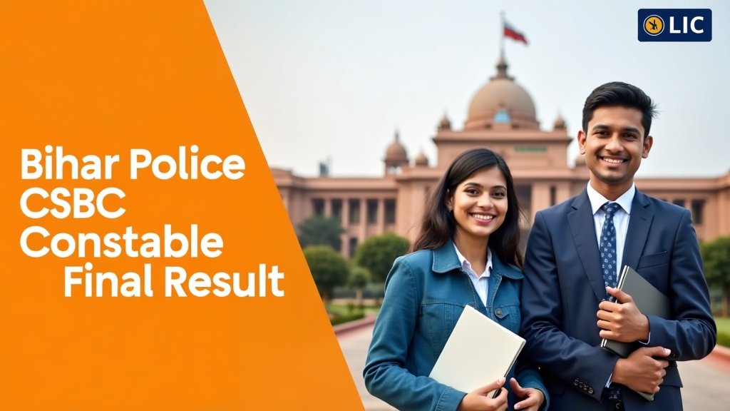 Bihar Police CSBC Constable Final Result 2026 announcement with successful candidates standing in front of a government building