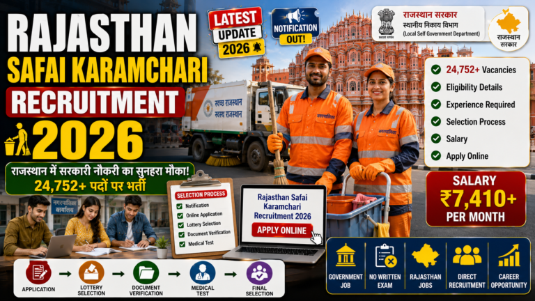 Rajasthan Safai Karamchari Bharti 2026: Dates, Eligibility, Fee, Apply Online