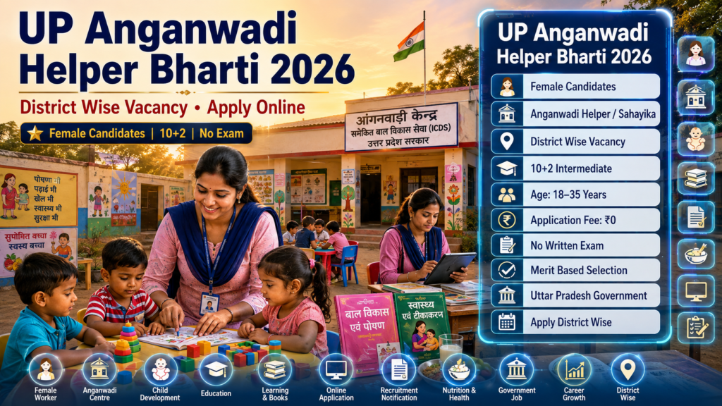 UP Anganwadi Helper Bharti 2026 district wise vacancy and online application