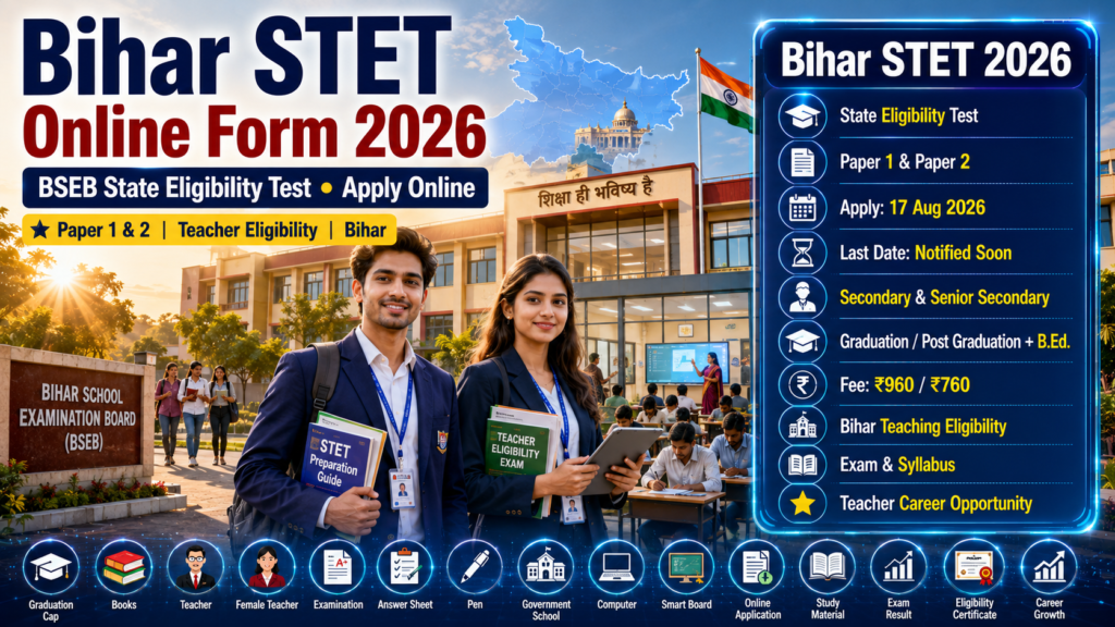 Bihar STET Online Form 2026 BSEB State Eligibility Test Apply Online