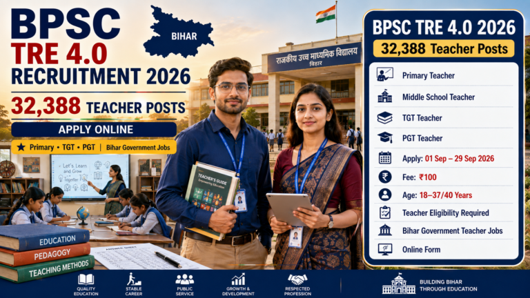 Bihar School Teacher TRE 4.0 Recruitment 2026 Online Form for 32388 Post