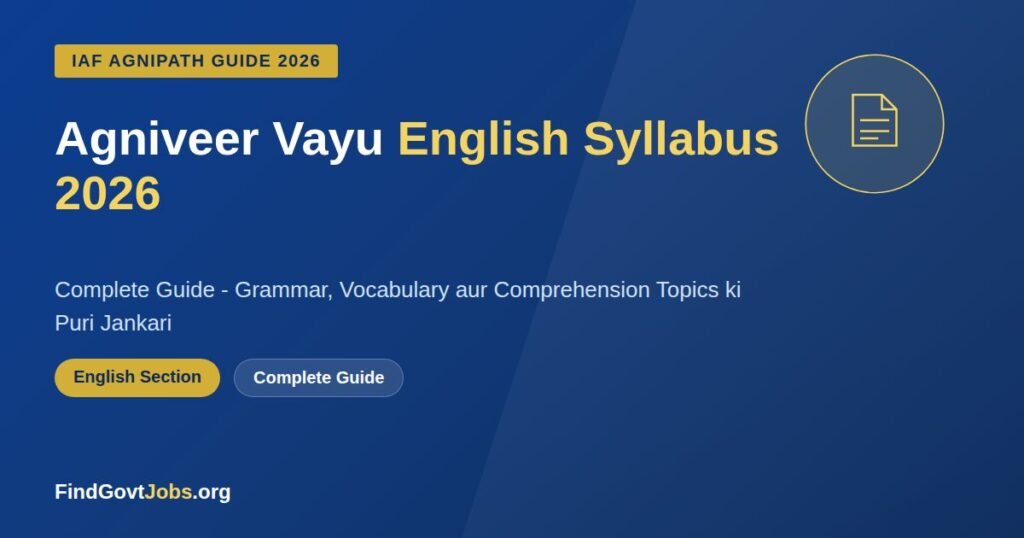 Agniveer Vayu English Syllabus 2026 complete guide - grammar vocabulary comprehension topics