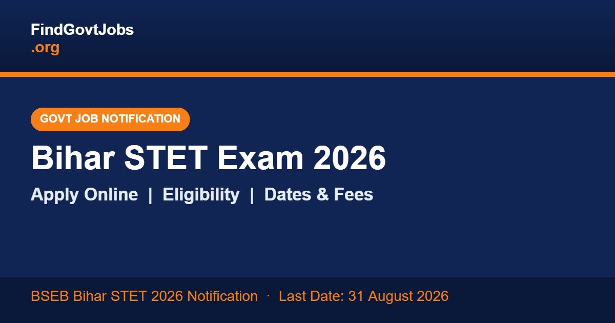 Bihar STET Exam 2026 Apply Online Eligibility Dates and Fees