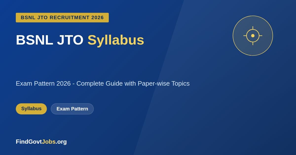 BSNL JTO Syllabus Exam Pattern 2026
