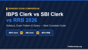 IBPS Clerk vs SBI Clerk vs RRB 2026 comparison banner