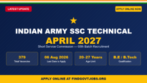 Indian Army SSC Technical April 2027 recruitment notification banner