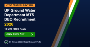 UP Ground Water Department MTS DEO Recruitment 2026 Banner