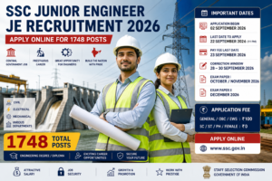 SSC Junior Engineer JE Online Form 2026 notification banner for 1748 posts