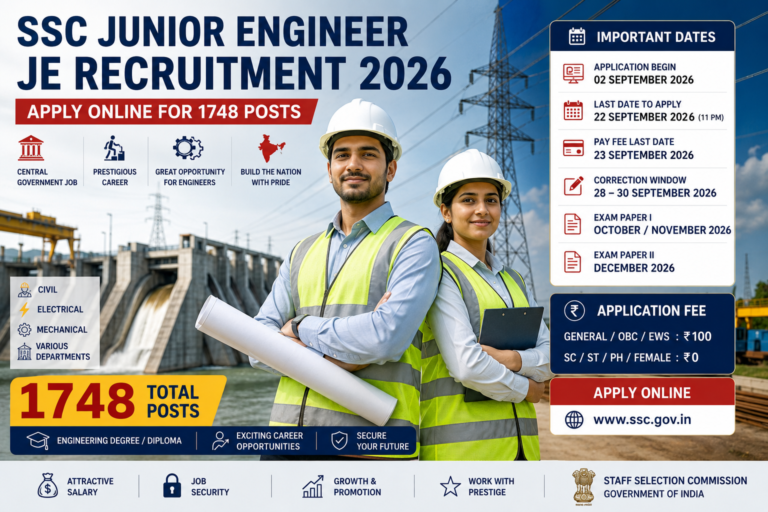 SSC Junior Engineer JE Recruitment 2026