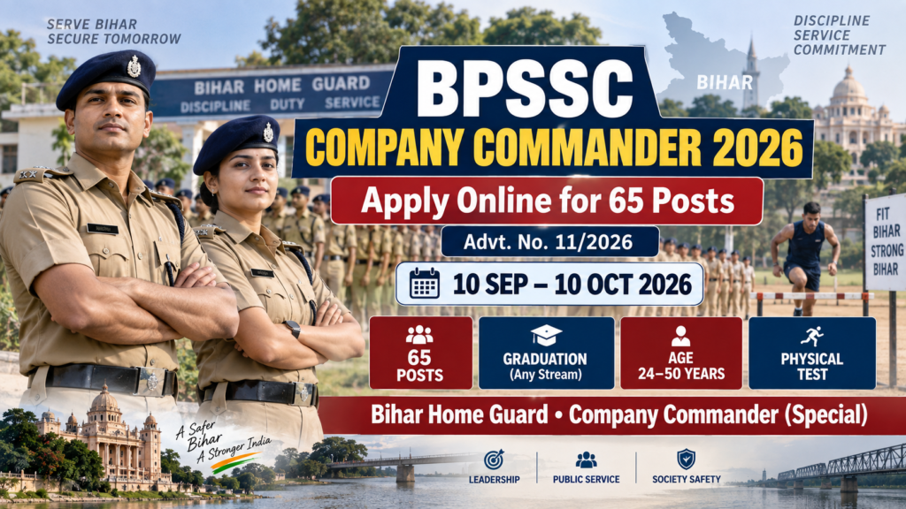 BPSSC Company Commander Recruitment 2026 Apply Online for 65 Posts