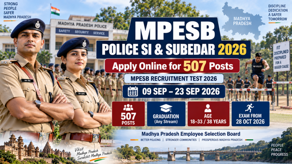 MPESB Police SI and Subedar Recruitment 2026 Apply Online for 507 Posts