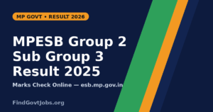 MPESB Group 2 Sub Group 3 Result 2025 - marks check banner